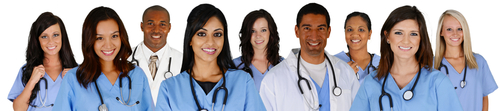 Group,Of,Doctors,And,Nurses,Set,On,A,White,Background
